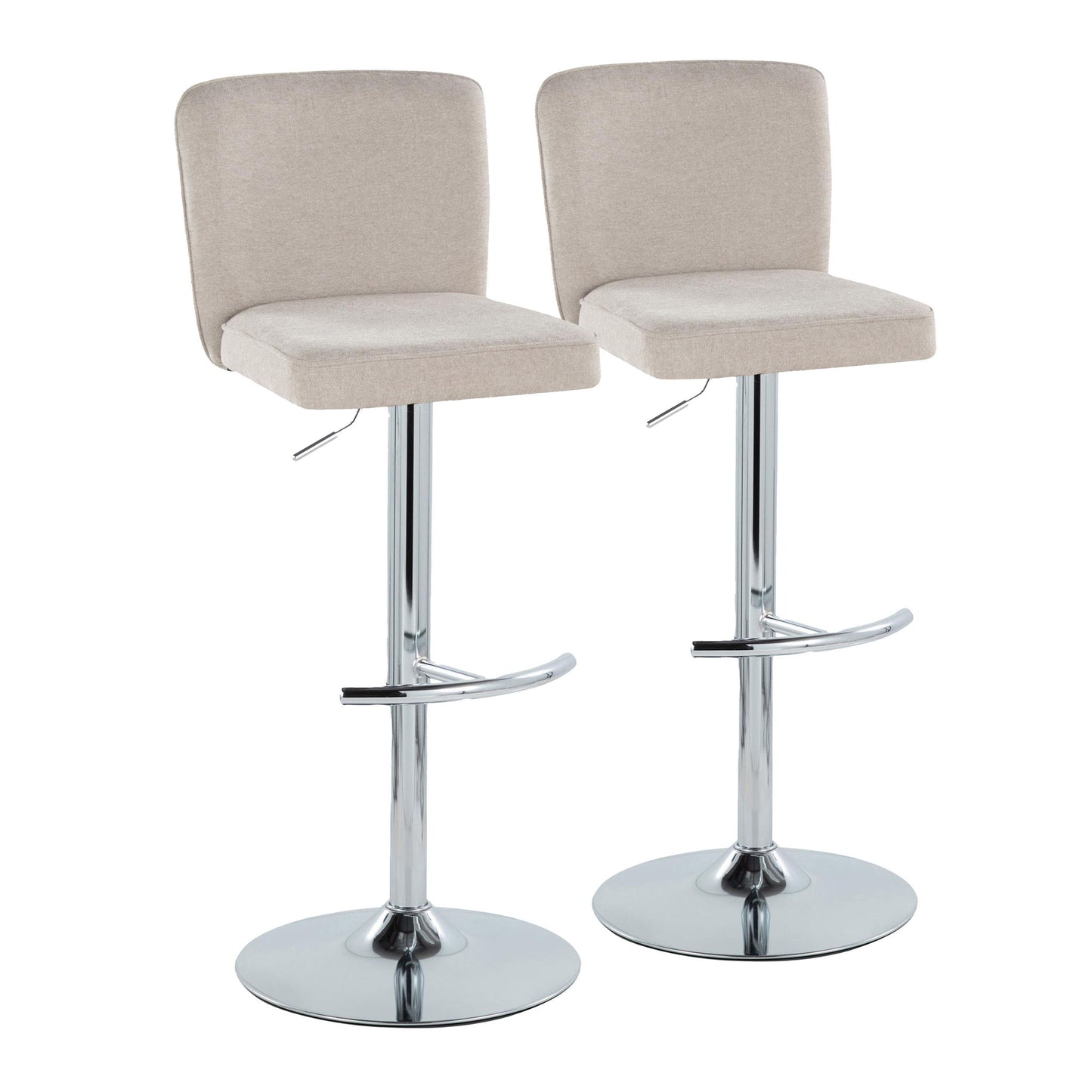 Henry - Contemporary Adjustable Barstool With Swivel & Rounded T Footrest (Set of 2) Lumi Source