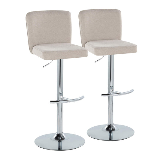 Henry - Contemporary Adjustable Barstool With Swivel & Rounded T Footrest (Set of 2) Lumi Source