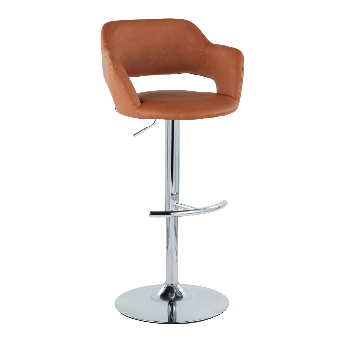 Margarite - Contemporary Ajustable Barstool With Swivel With Rounded T Footrest (Set of 2) Lumi Source