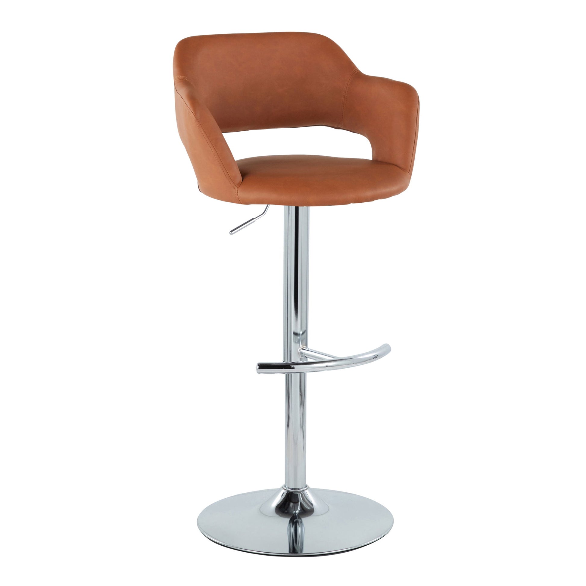 Margarite - Contemporary Ajustable Barstool With Swivel With Rounded T Footrest (Set of 2) Lumi Source