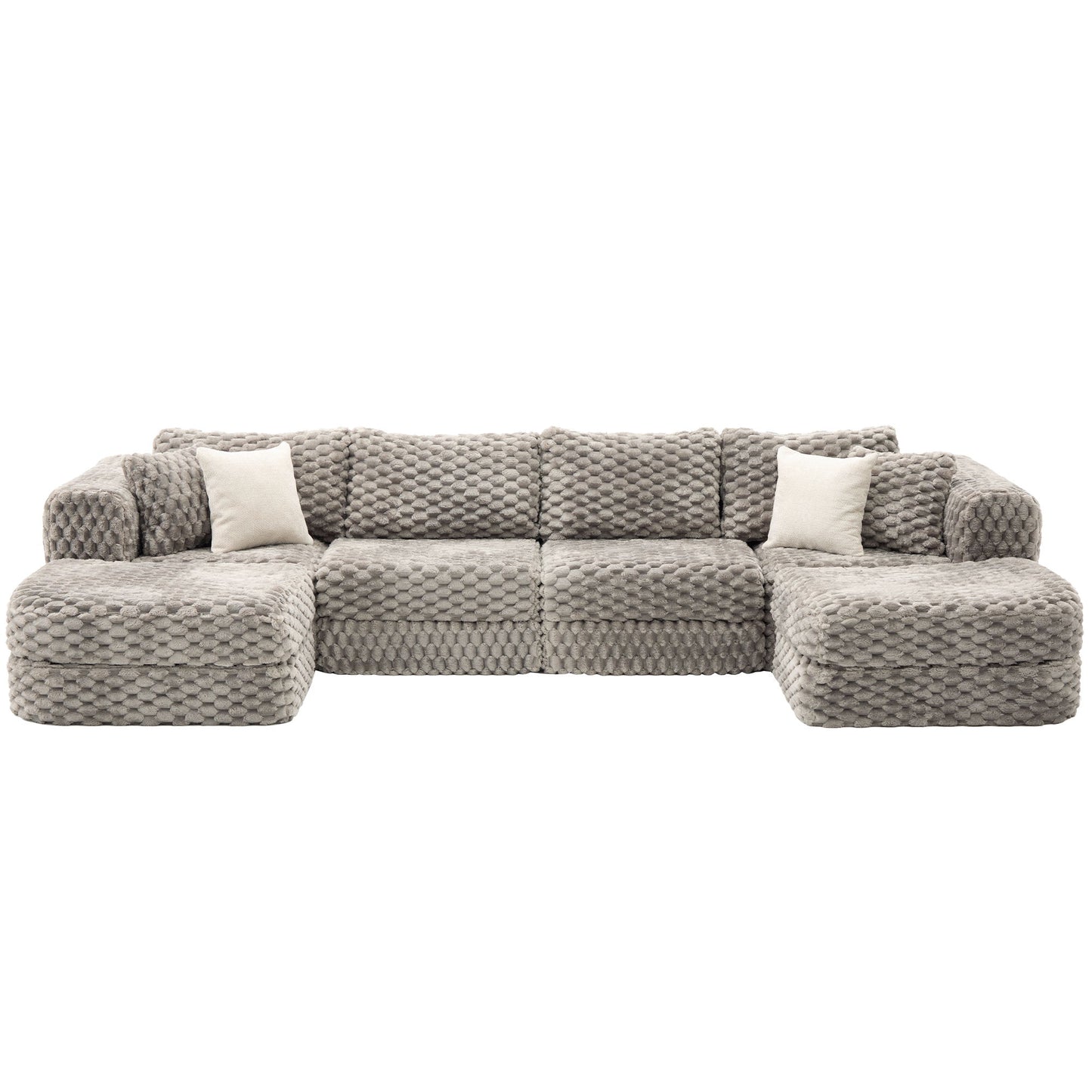 Modular Sectional Sofa, Boneless Couch With 2 Movable Ottomans Hearth and Haven