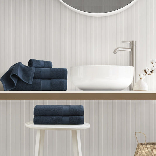 Premium Turkish Cotton 500GSM Plush 6 Piece Towel Set - Navy Super Listing