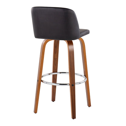 Toriano - Mid Century Modern Fixed Height, Barstool With Swivel With Round Footrest (Set of 2) Lumi Source