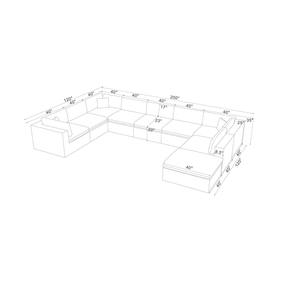 Custom Configuration Modular Sectional With Toss Pillows Home Essentials