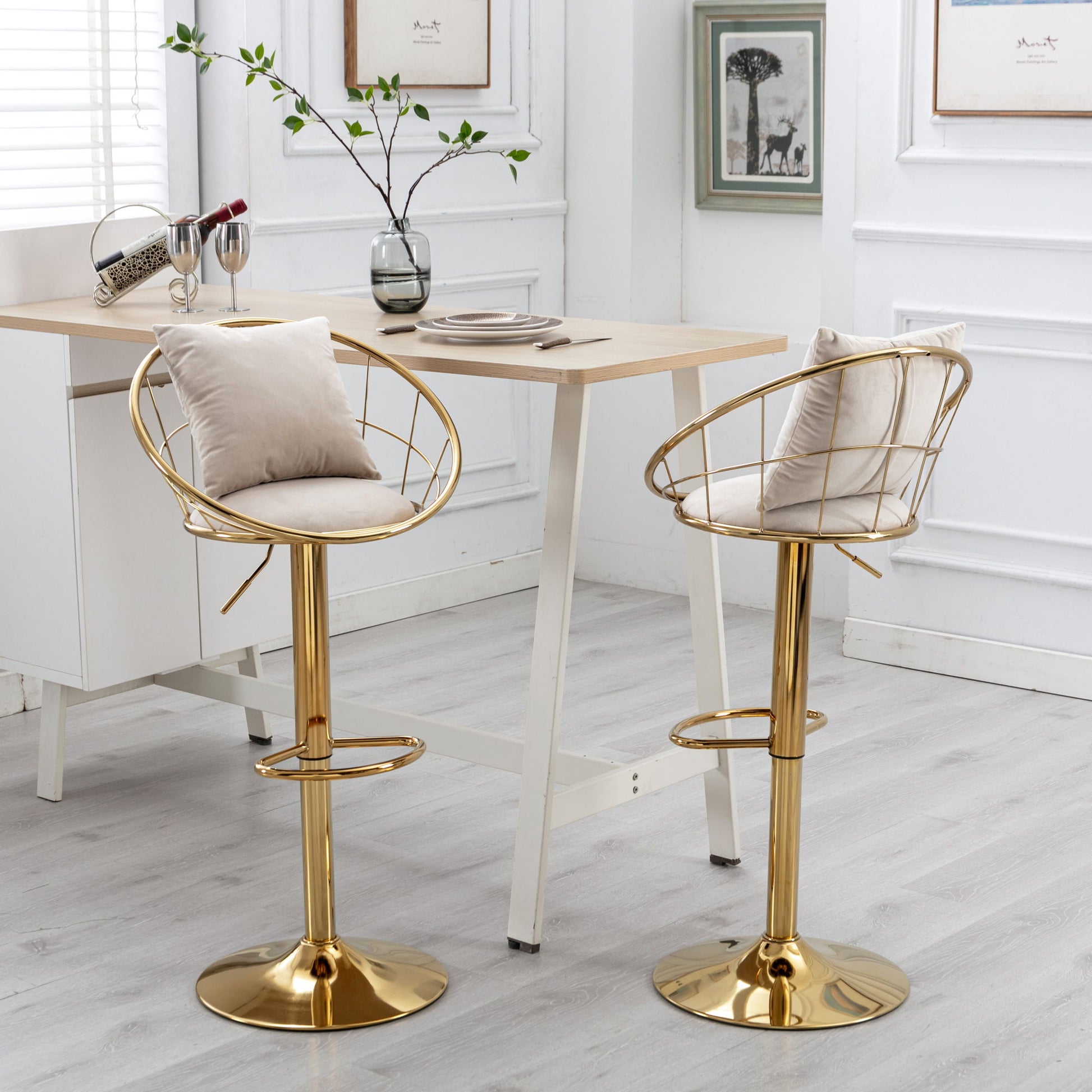 Unique Design Bar Chair, 360 Degree Rotation, Adjustable Height, Suitable For Dining Room And Bar Home Essentials