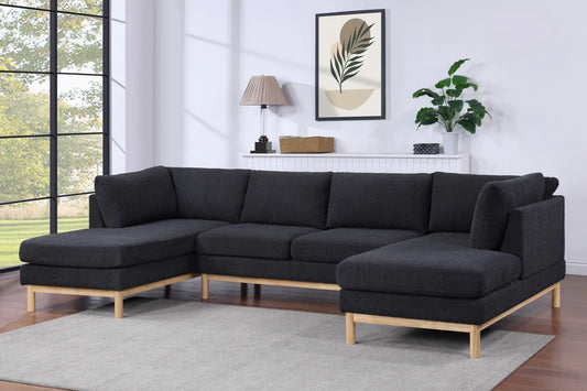 Hallie - Wide Sherpa Double Chaise U-Shape Sectional Sofa Lilola Home