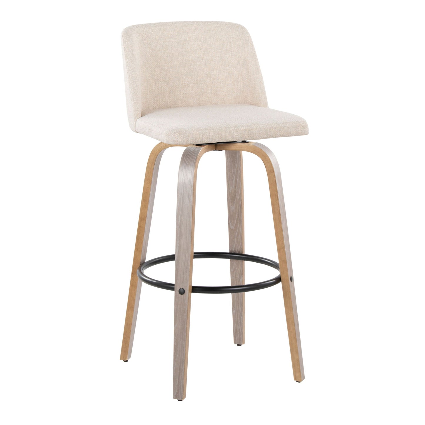 Toriano - Contemporary Fixed Height Barstool With Swivel With Round Footrest Comfort And Style (Set of 2) Lumi Source