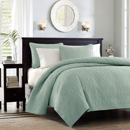 Quebec - Twin Reversible Coverlet Set - Seafoam Madison Park