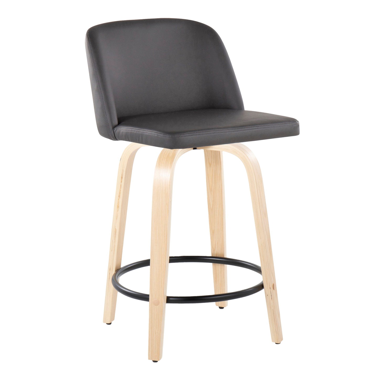 Toriano - Contemporary, Fixed Height Counter Stool With Swivel And Round Footrest (Set of 2) Lumi Source