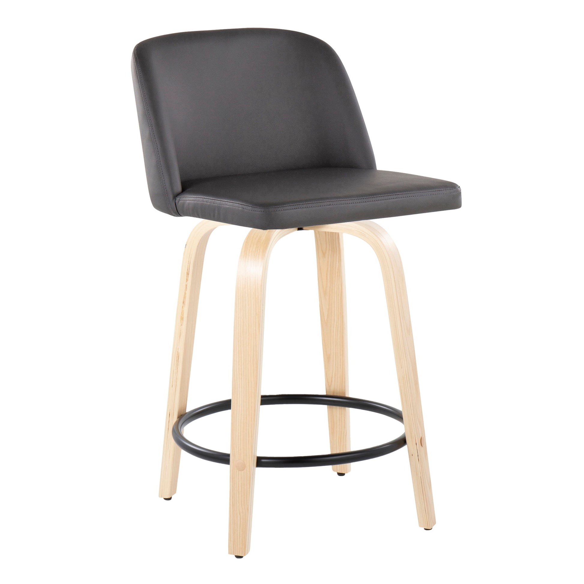 Toriano - Contemporary, Fixed Height Counter Stool With Swivel And Round Footrest (Set of 2) Lumi Source