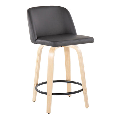 Toriano - Contemporary, Fixed Height Counter Stool With Swivel And Round Footrest (Set of 2) Lumi Source