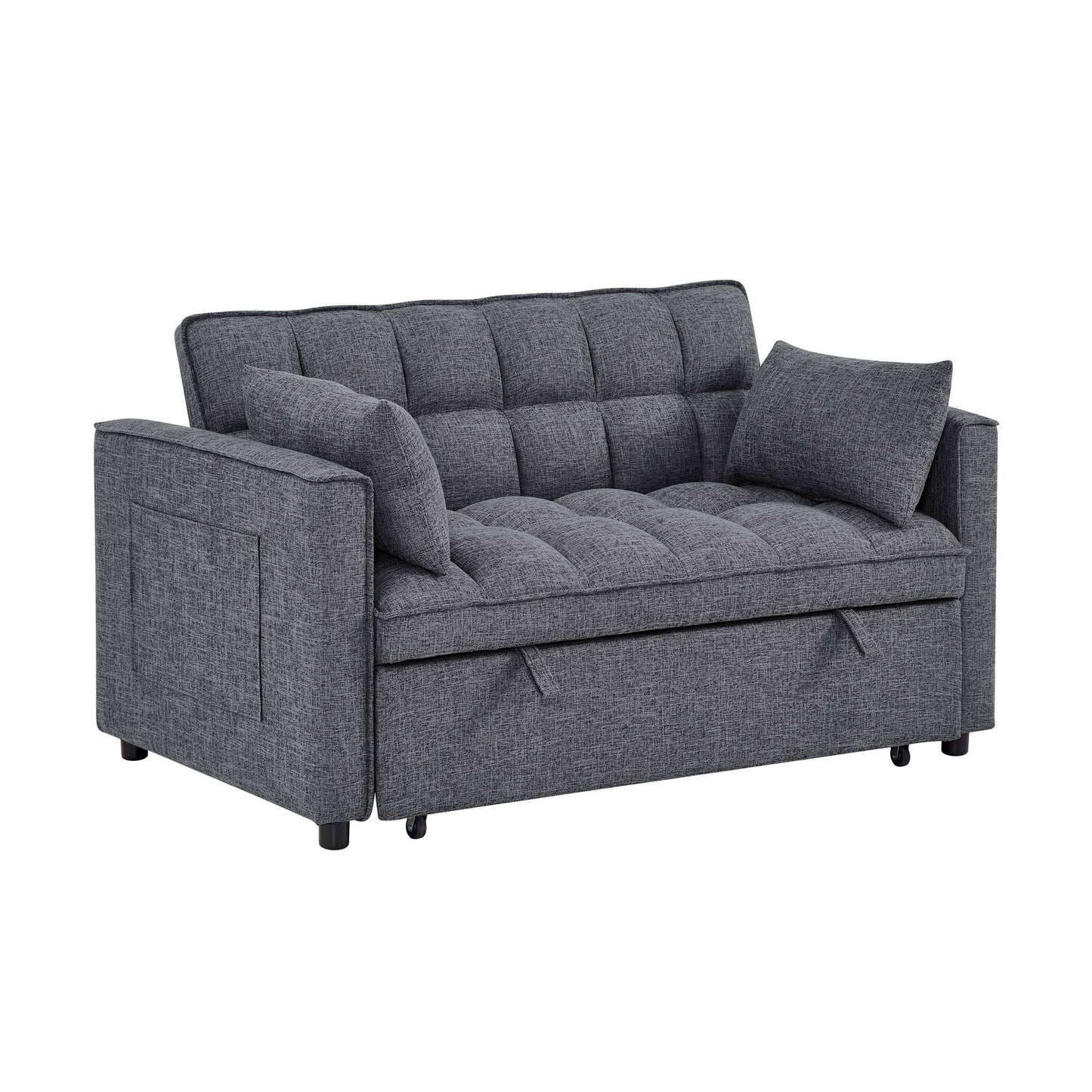 Sienna - Tufted Convertible Sleeper Sofa With Chaise - Gray The Soft House