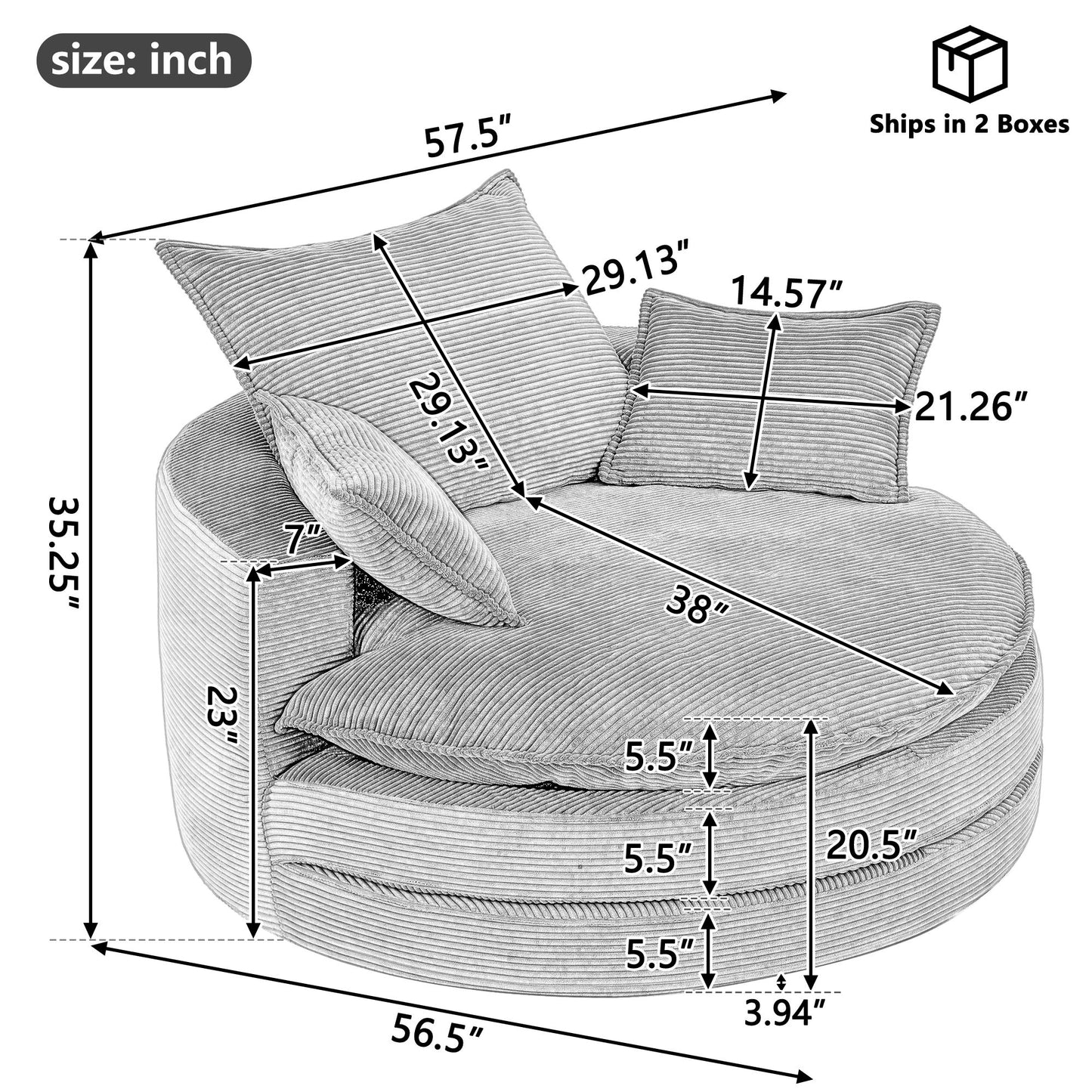 360° Swivel Accent Barrel Chair With Dual Layer Cushion And 3 Removable Pillows Hearth and Haven