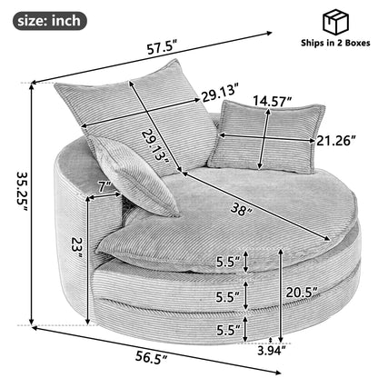 360° Swivel Accent Barrel Chair With Dual Layer Cushion And 3 Removable Pillows Hearth and Haven