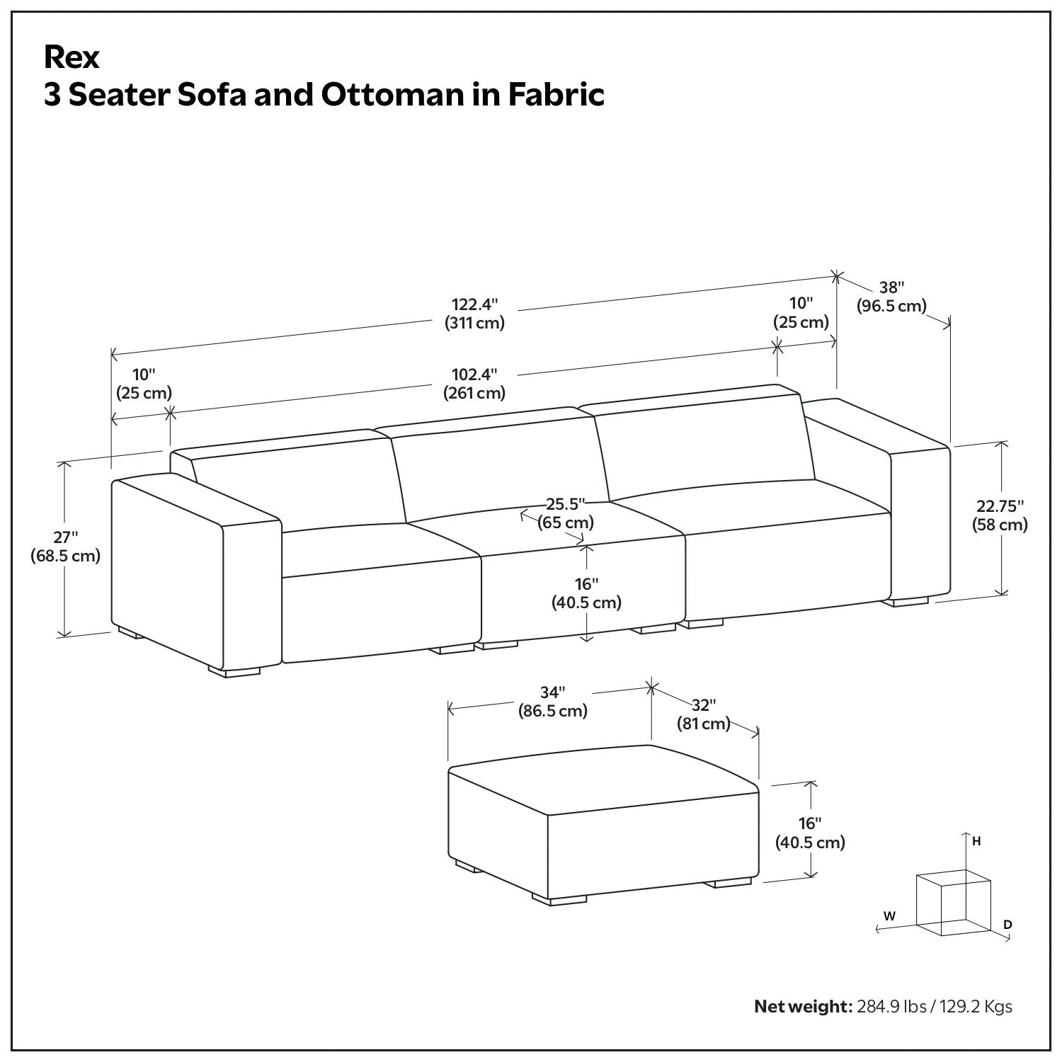 Rex - Handcrafted Sectional Sofa And Ottoman Simpli-Home
