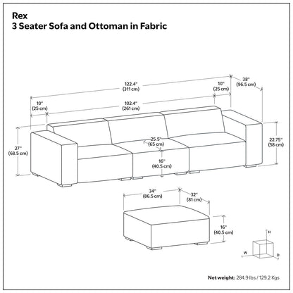 Rex - Handcrafted Sectional Sofa And Ottoman Simpli-Home