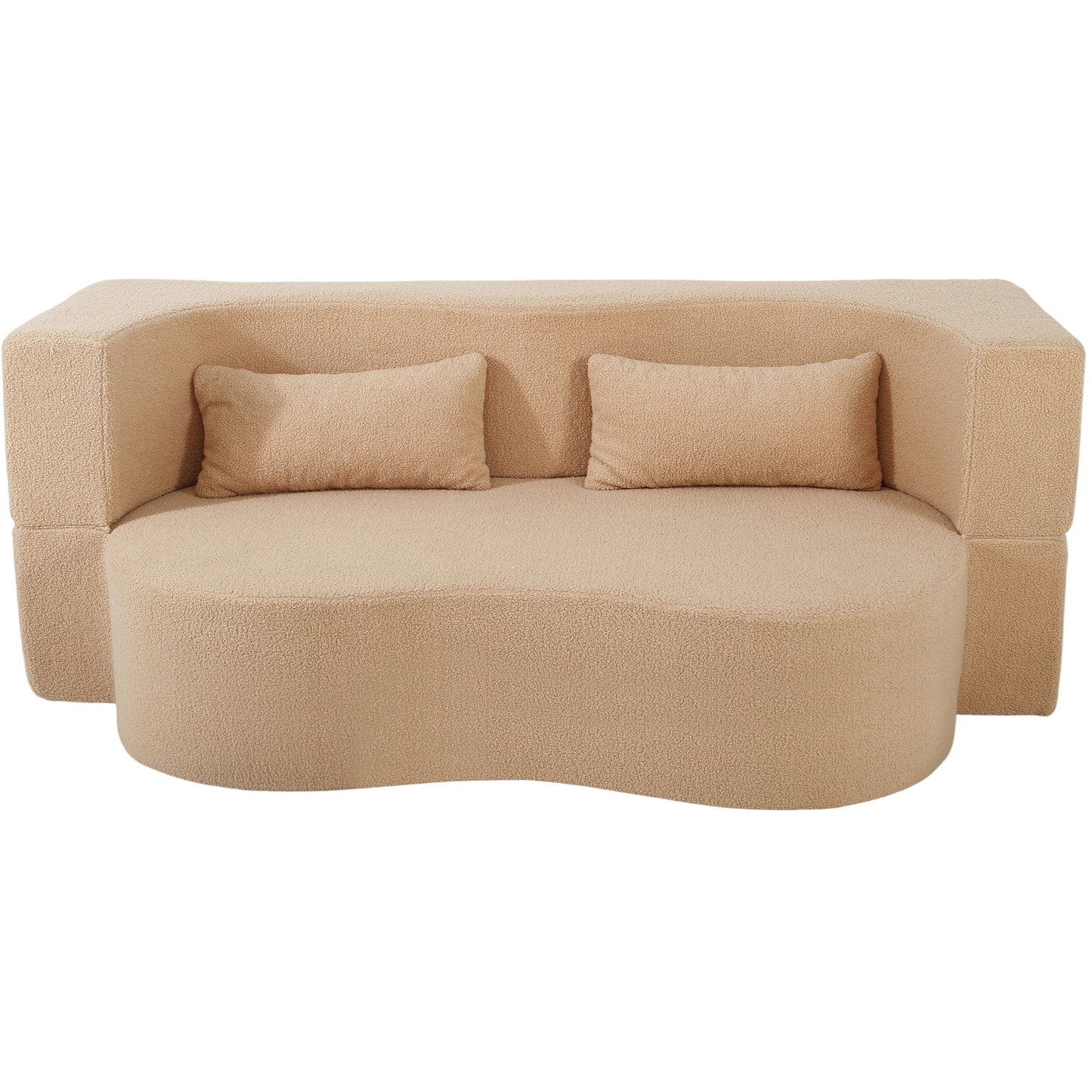 2 In 1 Convertible Full Size Folding Loveseat Couch With Soft Teddy Fabric Home Essentials