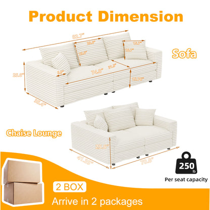 4 Seat Sofa, Modern Comfy Upholstered Sofa Cloud Couch, Deep Seat Couches With Soft Pillows Home Essentials
