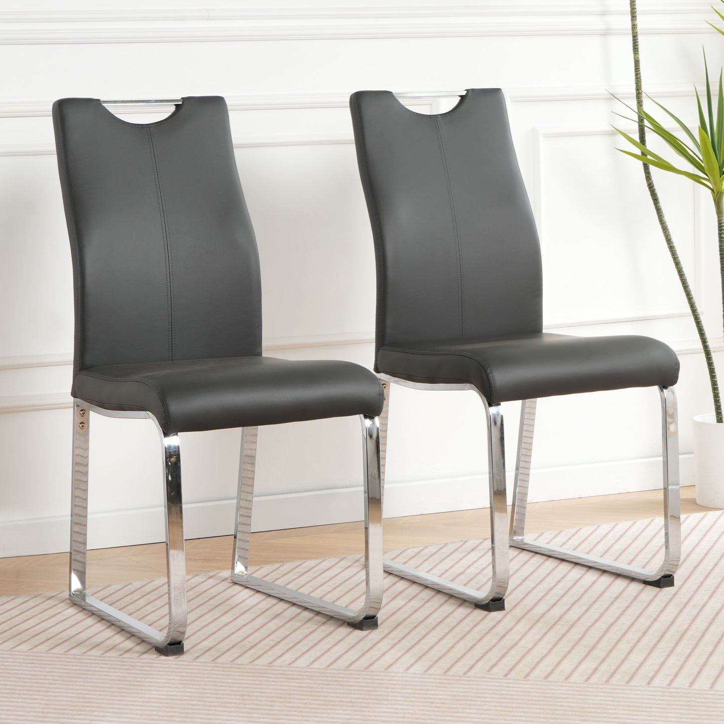 Modern Upholstered Dining Chair Electroplated Metal Legs (Set of 2) Home Essentials