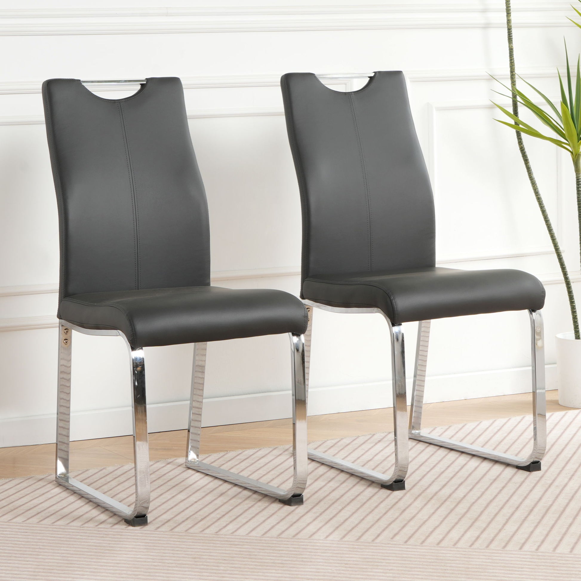 Modern Upholstered Dining Chair Electroplated Metal Legs (Set of 2) Home Essentials