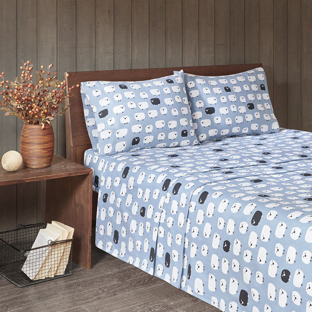 California King Sheet Set - Blue Sheep