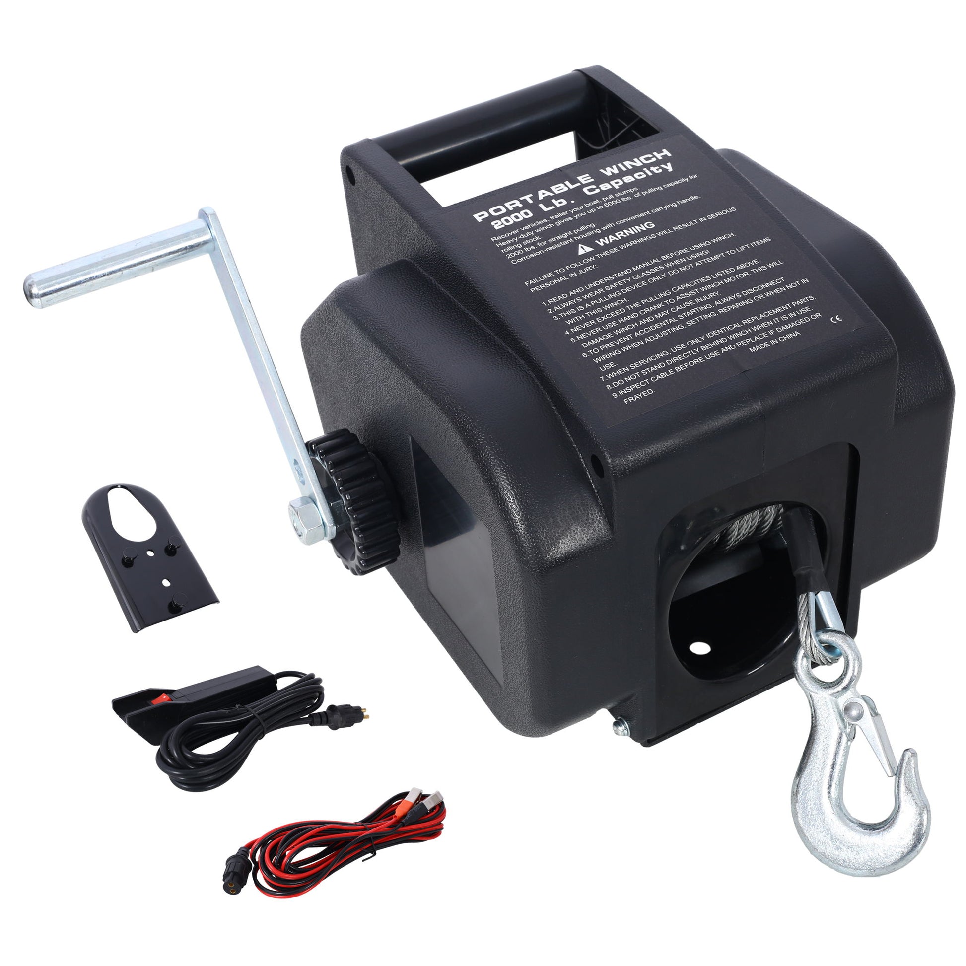Reversible Electric Trailer Winch For Boats Up To 5000 Lbs With Galvanized Wire Rope And Casing - Black Daily Nest