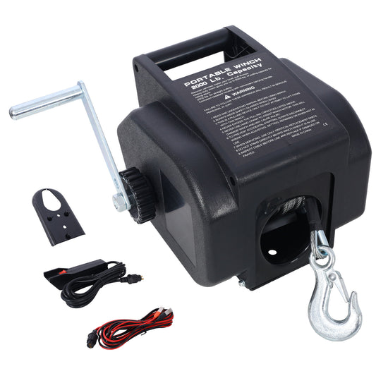 Reversible Electric Trailer Winch For Boats Up To 5000 Lbs With Galvanized Wire Rope And Casing - Black Daily Nest