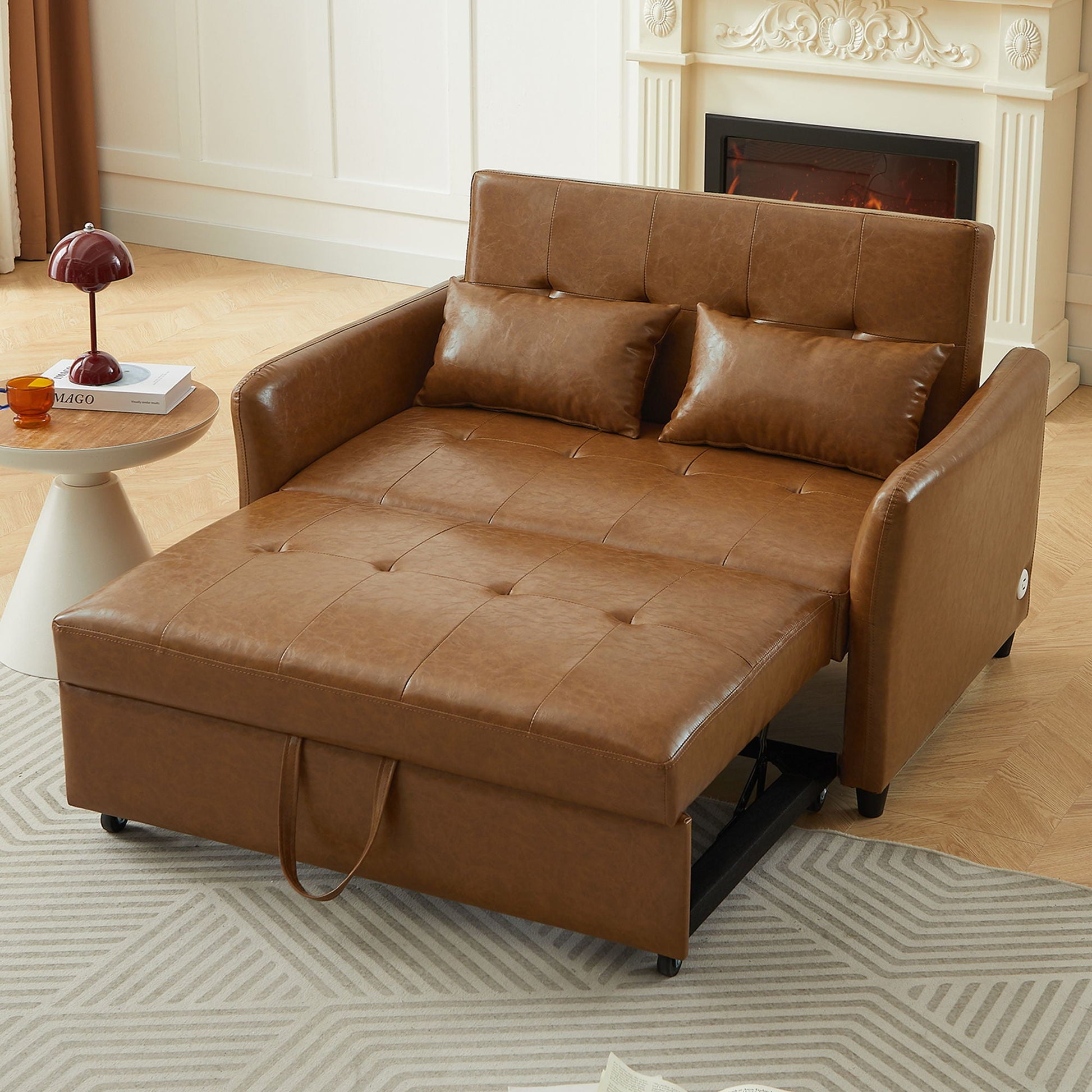 Convertible Sleeper Bed, Adjustable Oversized Armchair With 3 USB Ports Hearth and Haven