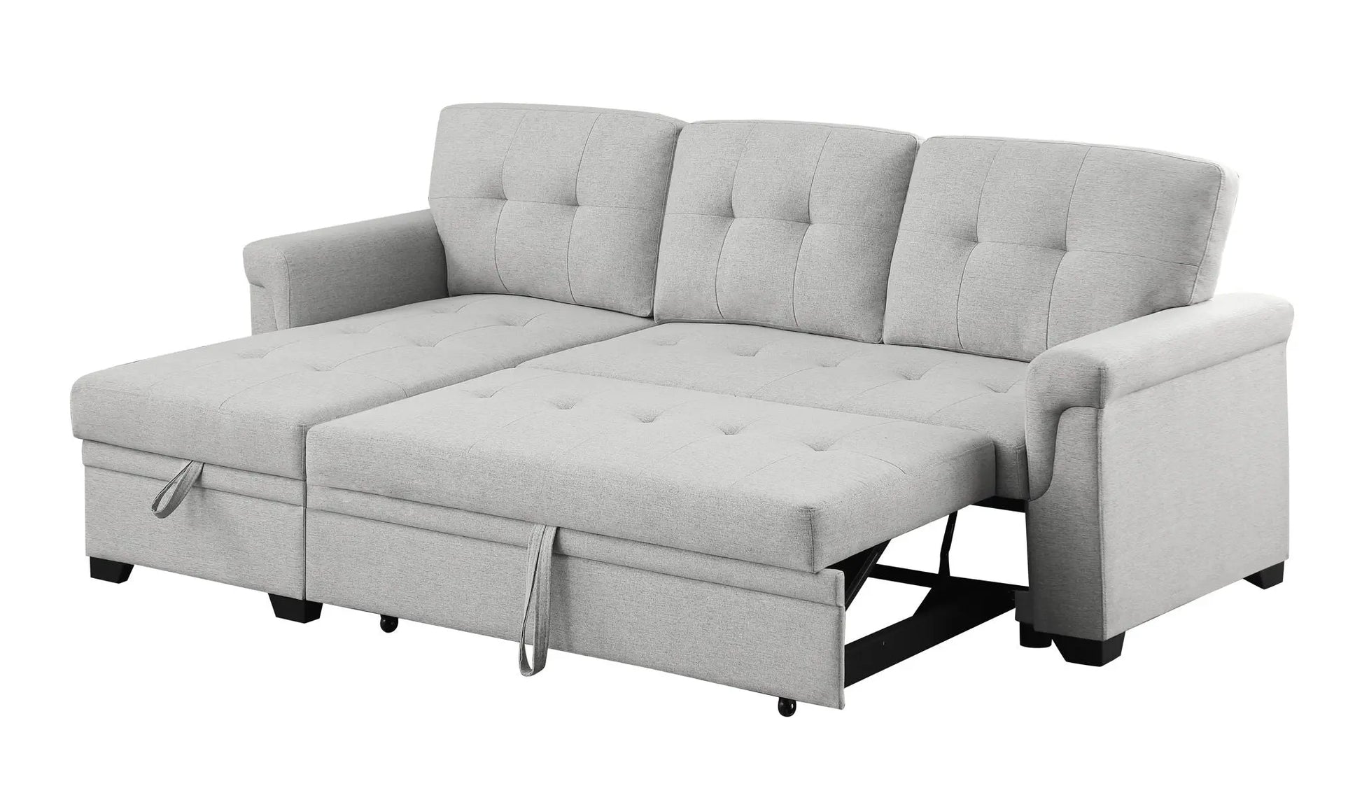 Destiny - Linen Reversible Sleeper Sectional Sofa With Storage Chaise Lilola Home