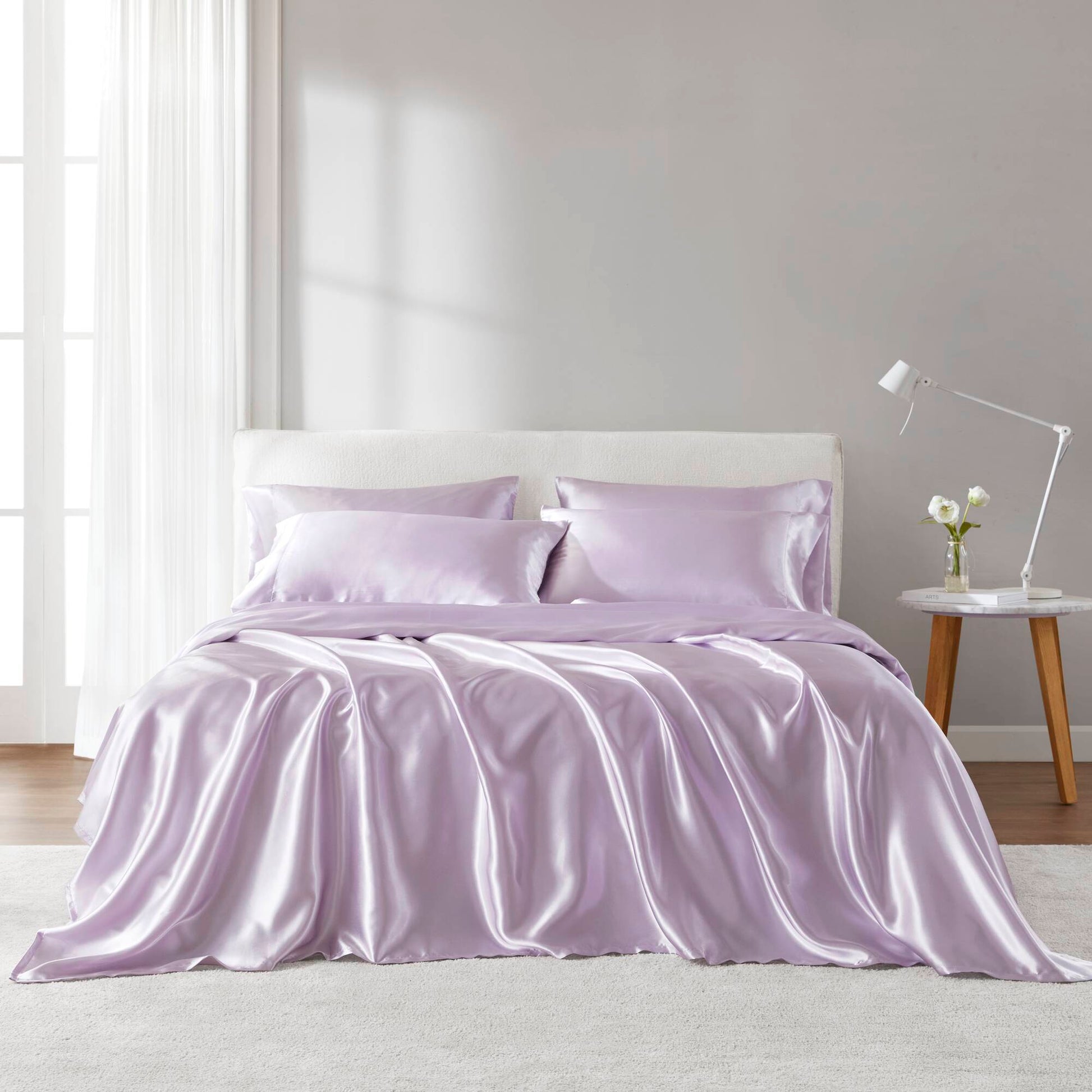 Satin - 6 Piece California King Luxury Sheet Set - Lilac Madison Park Essentials