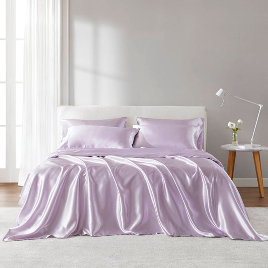 Satin - 6 Piece California King Luxury Sheet Set - Lilac Madison Park Essentials