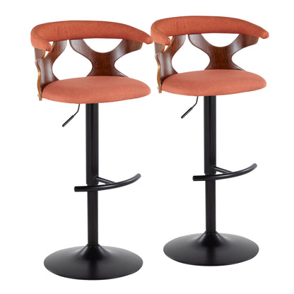 Gardenia - Contemporary Adjustable Barstool With Swivel With Rounded T Footrest (Set of 2) Lumi Source