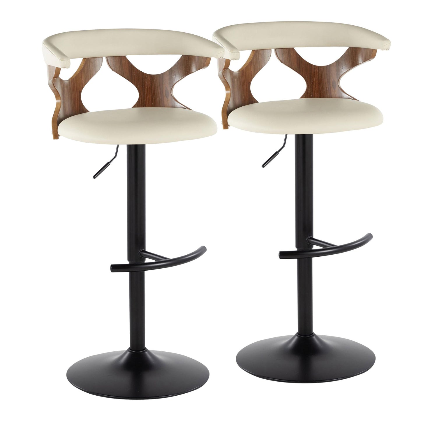 Gardenia - Contemporary Adjustable Barstool, Swivel With Rounded T Footrest (Set of 2) Lumi Source