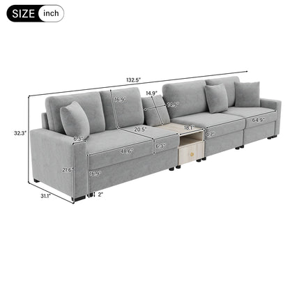 Modular Sofa Couch With Storage Armrest And Center Console Noble House