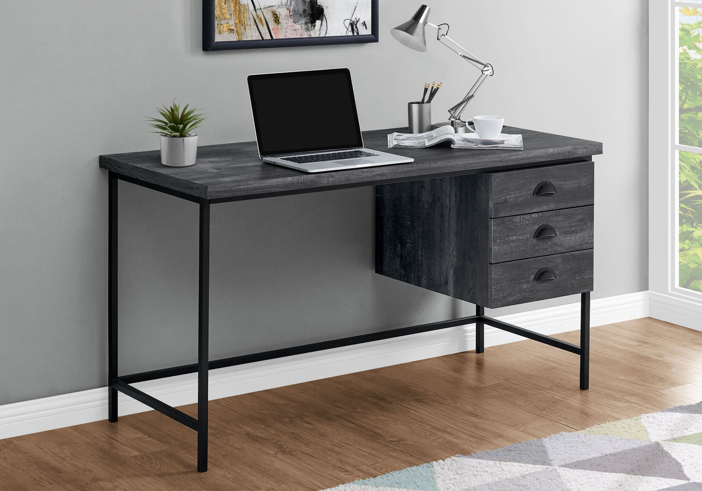 Computer Desk For Home Office, Laptop, 3 Storage Drawers, Contemporary & Moder 8th Street