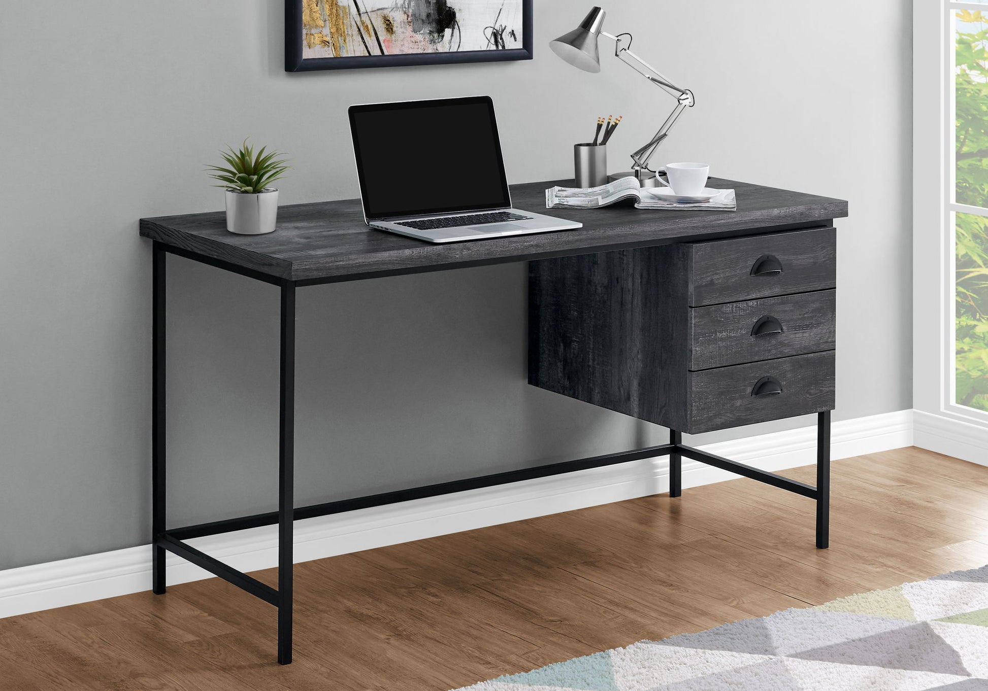 Computer Desk For Home Office, Laptop, 3 Storage Drawers, Contemporary & Moder 8th Street