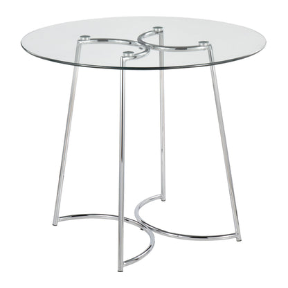 Cece Dahlia - 3 Piece Contemporary Dining Set - Chrome / Clear / Gray Lumi Source