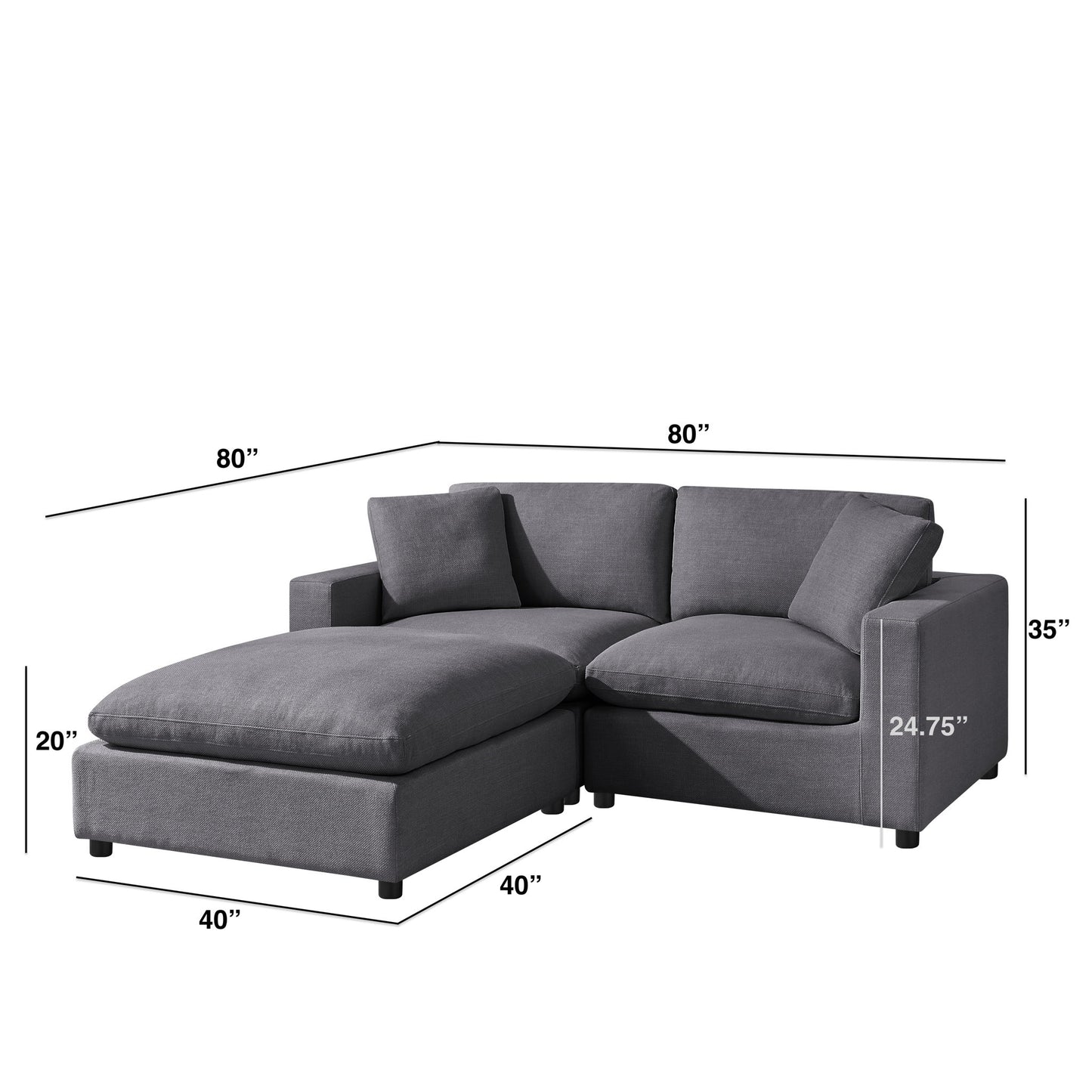 Cassandra - Sofa With Ottoman Home Essentials
