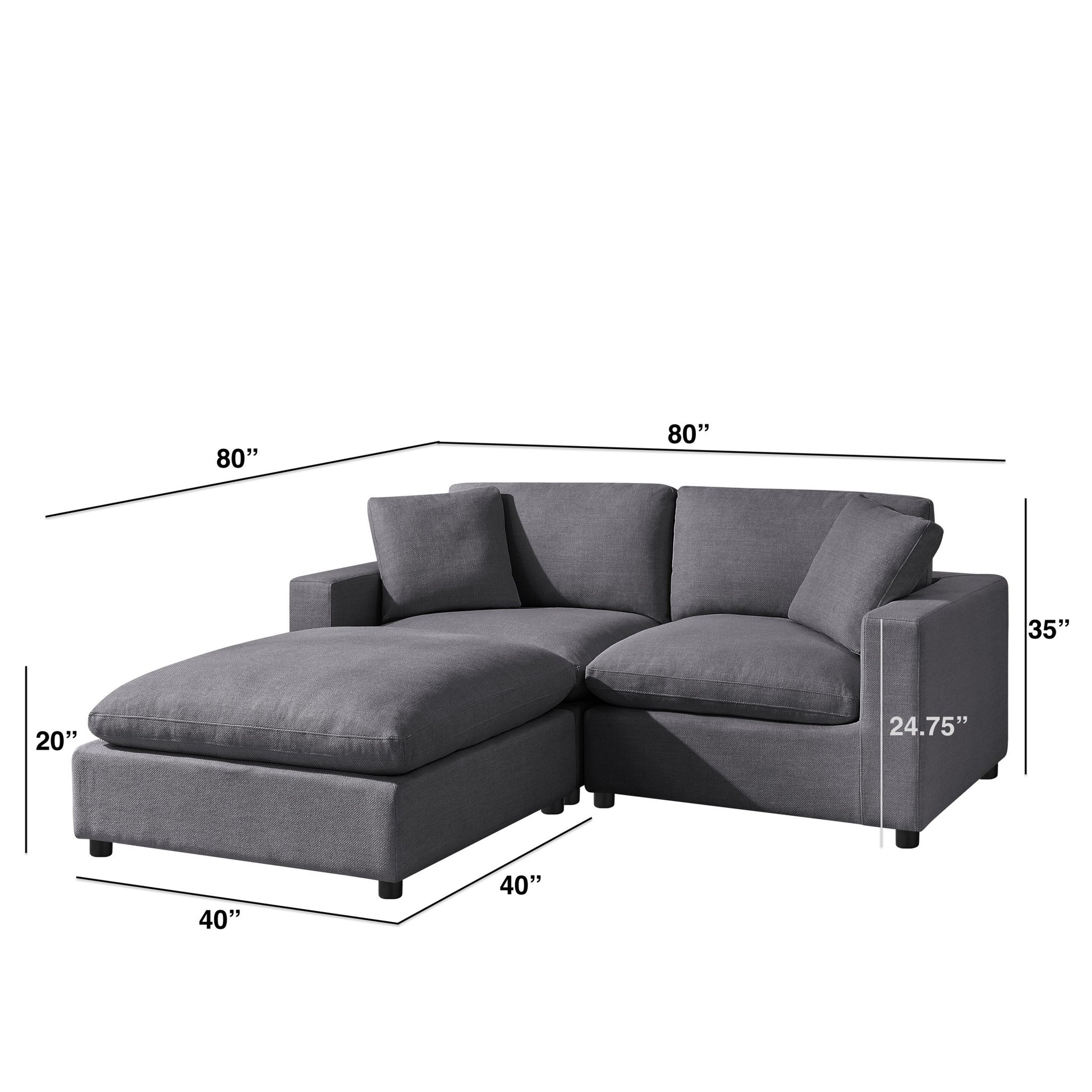 Cassandra - Sofa With Ottoman Home Essentials