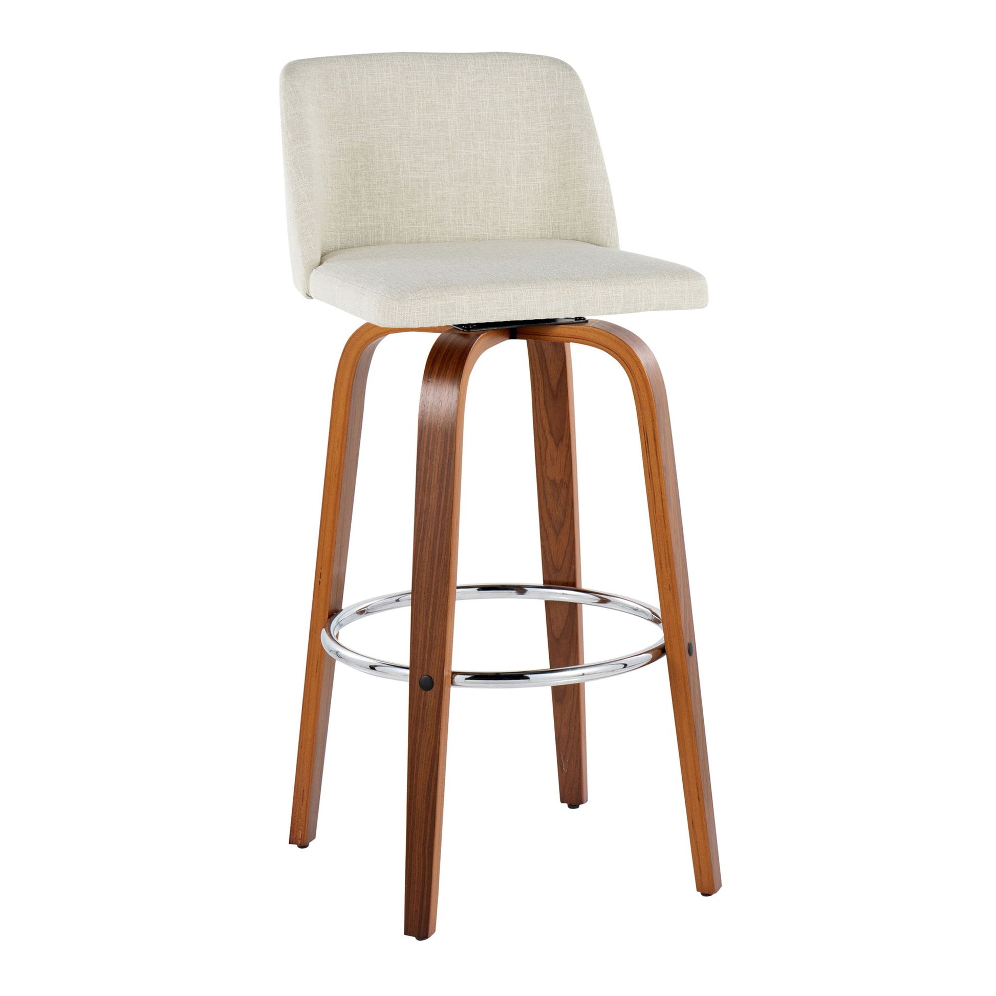 Toriano - Contemporary, Fixed Height Barstool Swivel & Round Footrest (Set of 2) Lumi Source