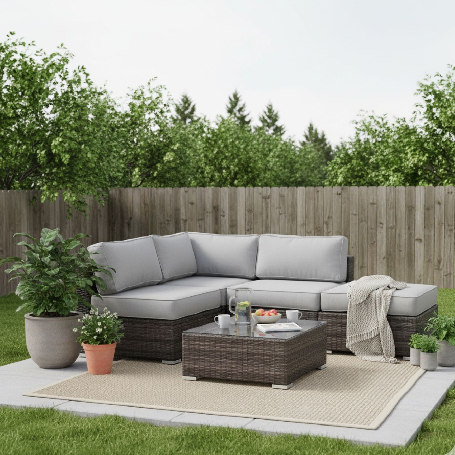 Seating Set With Cushions Handcrafted Wicker Design LSI Patio Furniture