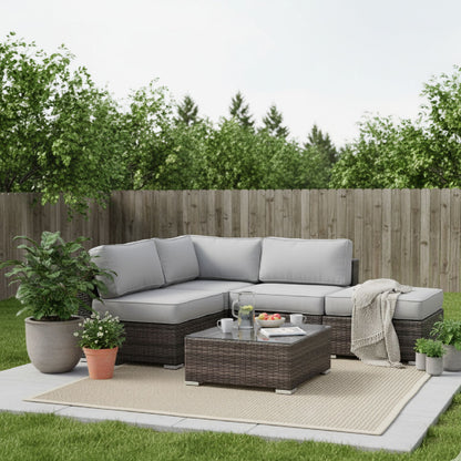 Seating Set With Cushions Handcrafted Wicker Design LSI Patio Furniture