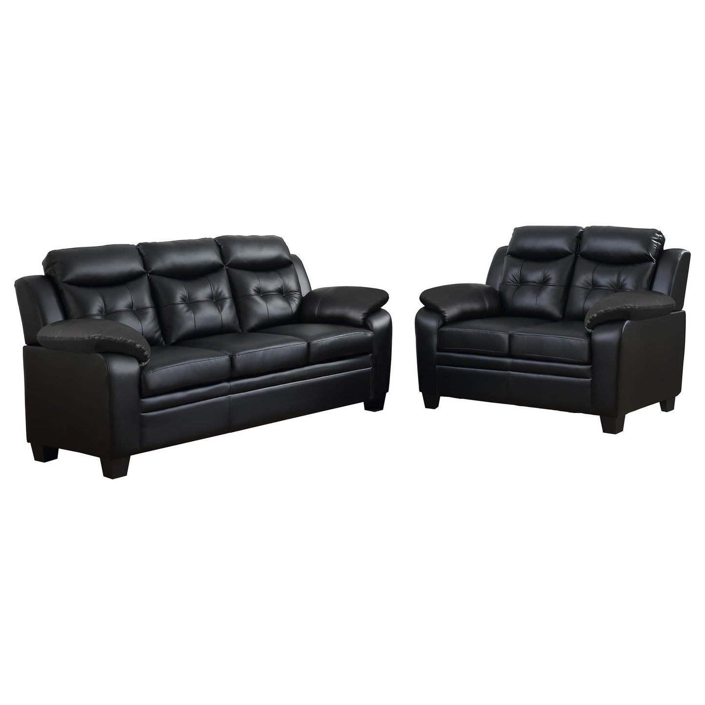 Castro - 2 Piece Living Room Set: Sofa & Loveseat - Black Furniture Max