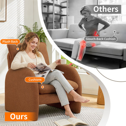 Modern Sherpa Upholstered Accent Chair, Comfortable Living Room Armchair, Lounge Chair For Bedroom, And Office Home Essentials