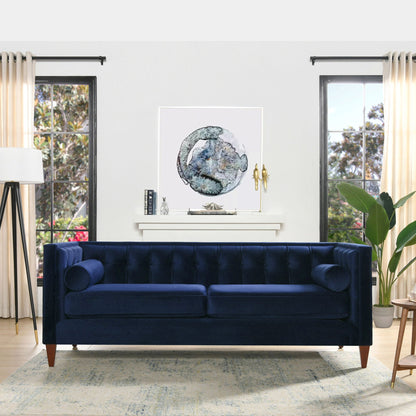 Jack - Modern Tuxedo Tufted Sofa - Navy Blue Jennifer Taylor Home