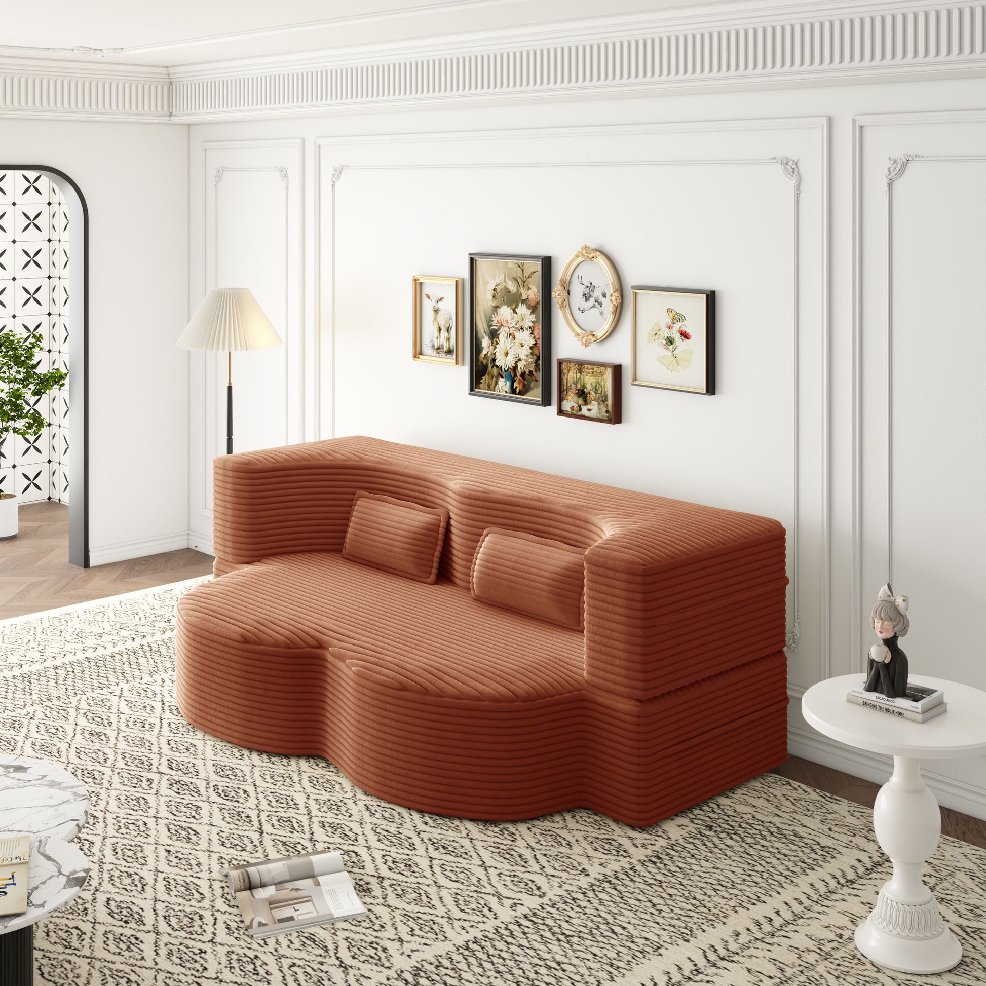 Convertible Foam-Filled Sleeper Sofa Bed With 2 Pillows Home Essentials
