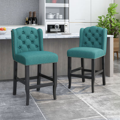 Vienna - Fabric Tufted Counter Stool With Nailhead Accents (Set of 2) Noble House