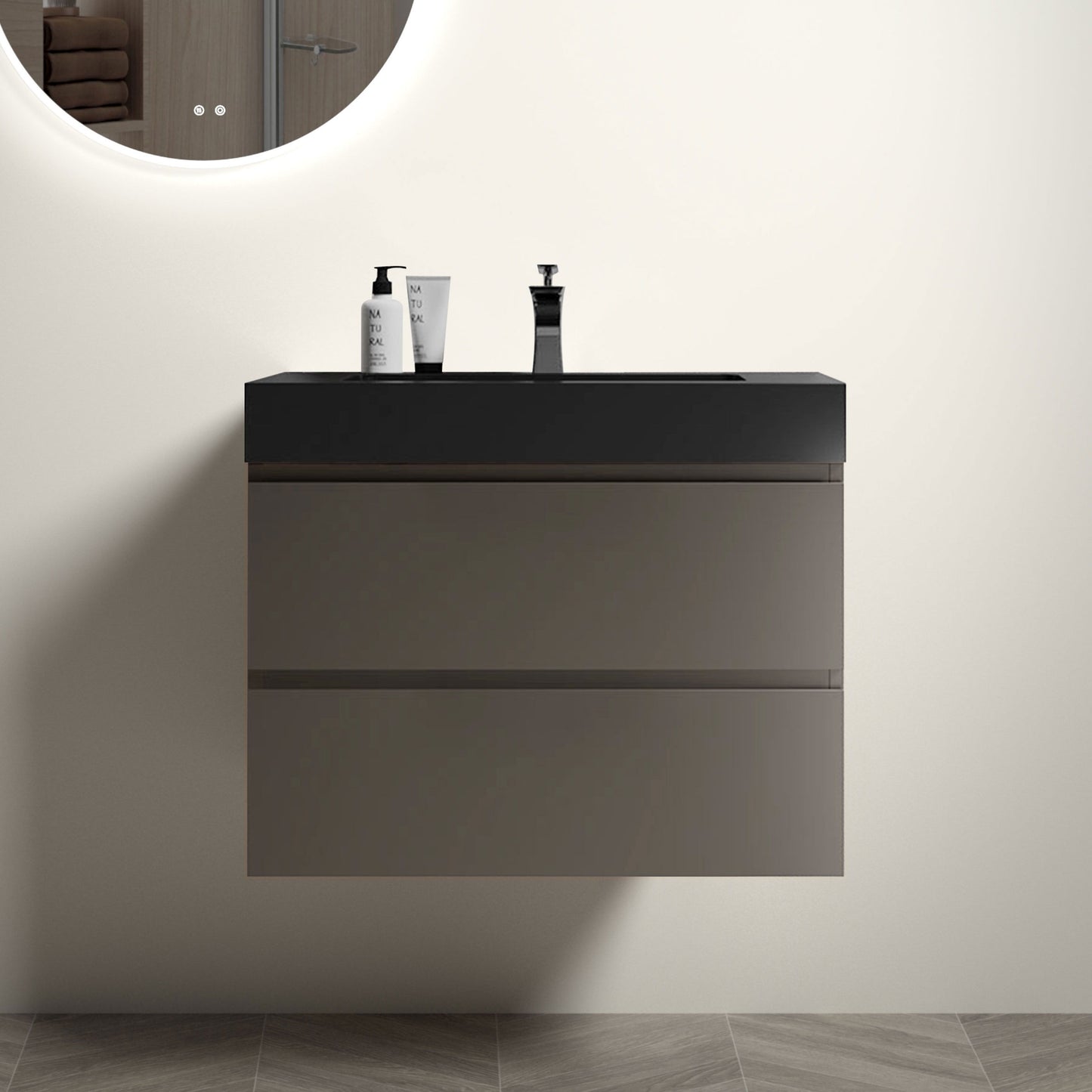 Alice - Bathroom Vanity With Sink, Large Storage Wall Mounted Floating Bathroom Vanity For Modern Bathroom, One-Piece Sink Basin Without Drain And Faucet