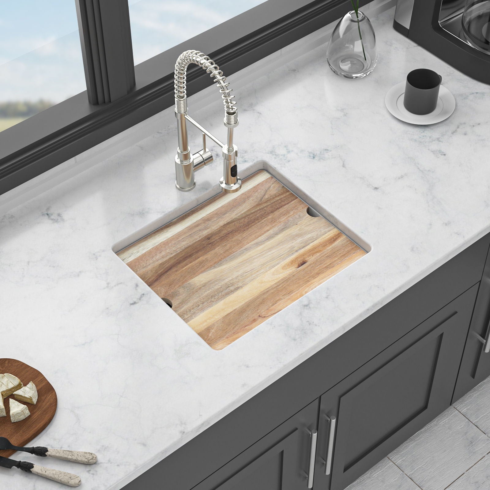 Quartz Composite Kitchen Sink With Workstation, Undermount Daily Nest