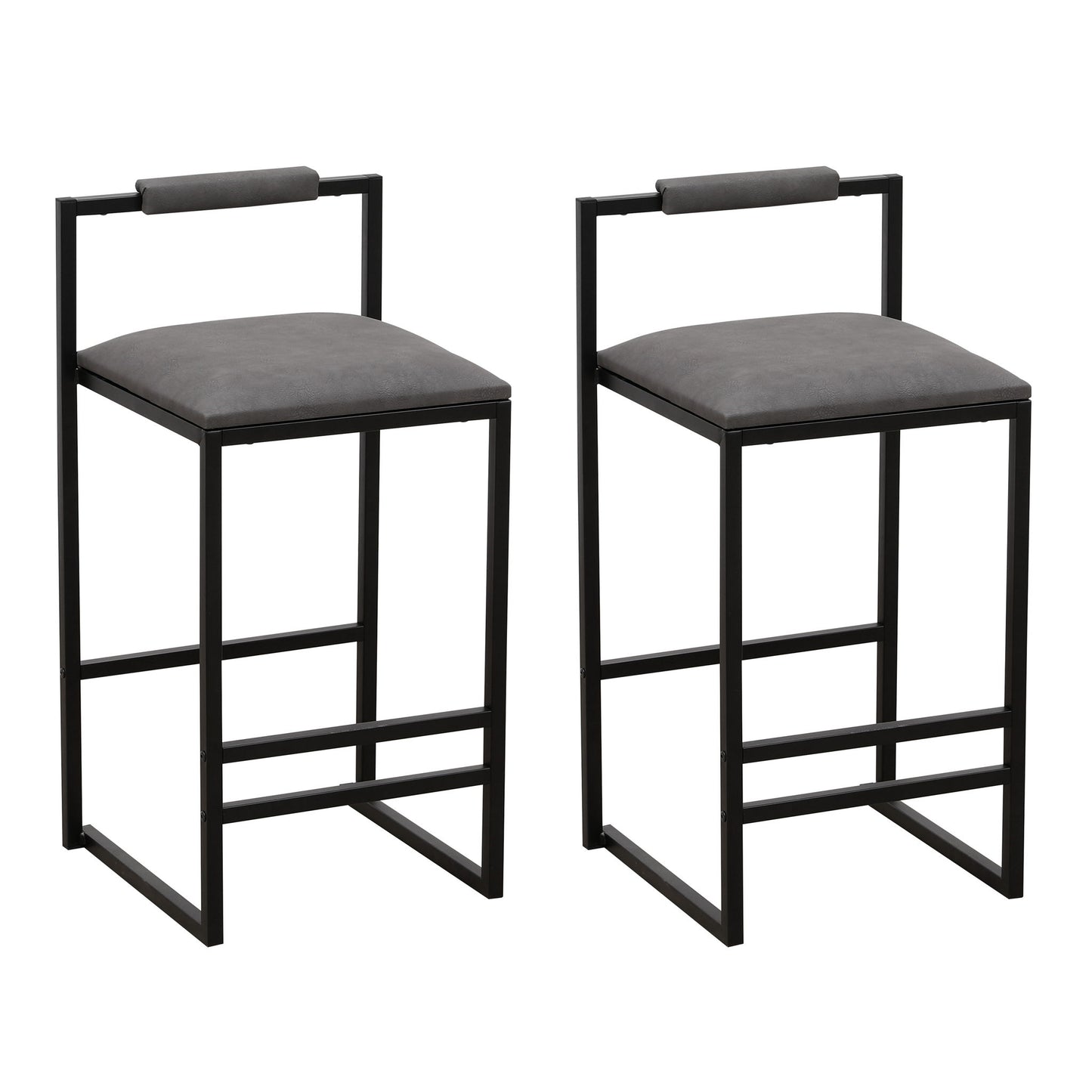 Elegant Bar Stool Set With Backrest And Footrest, Counter Height (Set of 2) Home Essentials